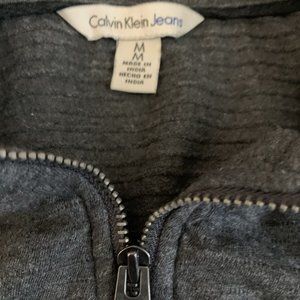 Calvin Klein Jeans Men's Size M Quarter Zip Cotton Mock Neck Pullover Sweater